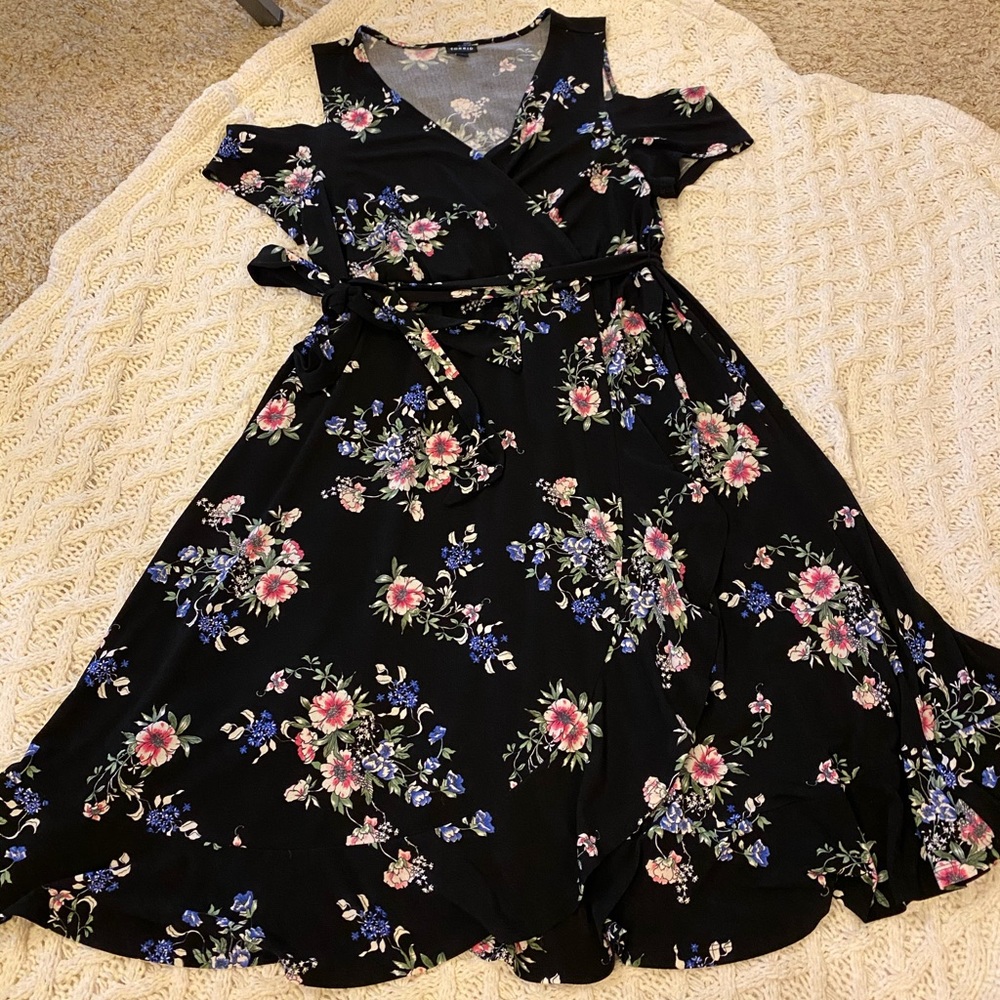 Torrid cold shoulder wrap dress